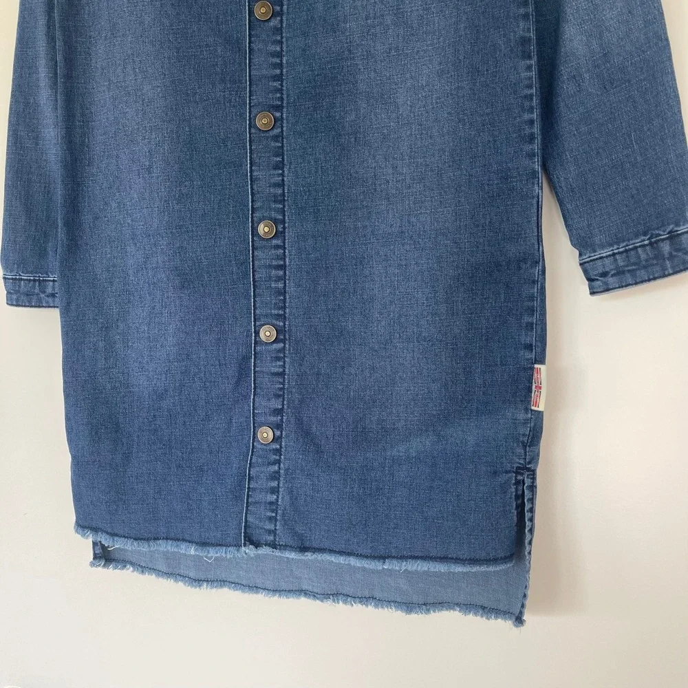 Hudson Long Sleeve Denim Girls' Button Snap Dress Girls‎ Size XL Dark Wash